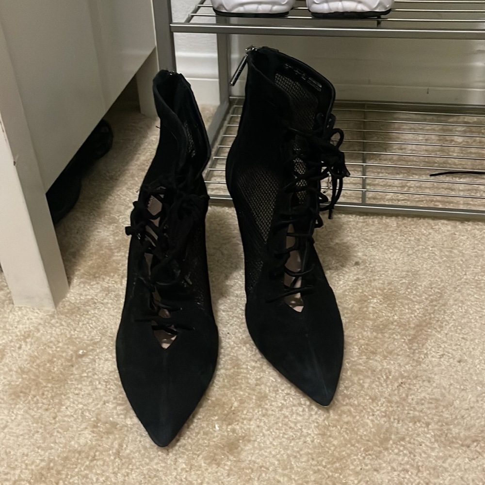 Zara Mesh/ Suede Lace Up Bootie